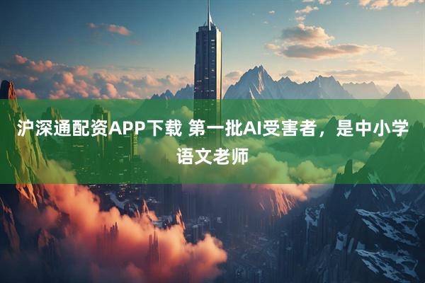 沪深通配资APP下载 第一批AI受害者,是中小学语文老师